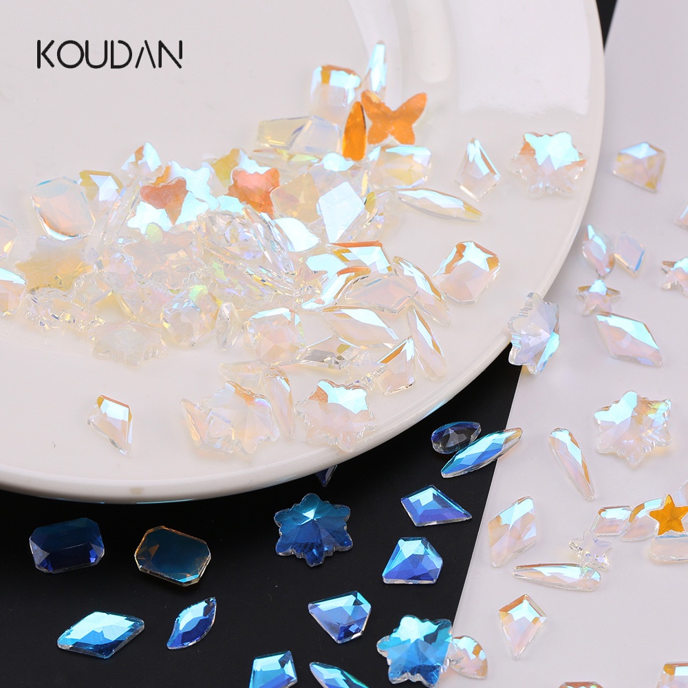 1 Hộp Đá Pha Lê Trong Suốt Hình Hoa Tuyết / Trái Tim / Bướm Trang Trí Móng Tay Nghệ Thuật diy