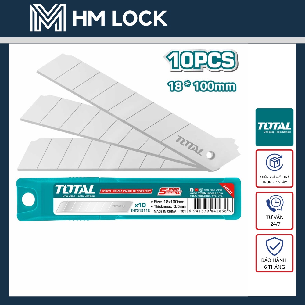 18x100mm BỘ 10 LƯỠI DAO TOTAL - HÀNG CHÍNH HÃNG - THT519112 - HM LOCK