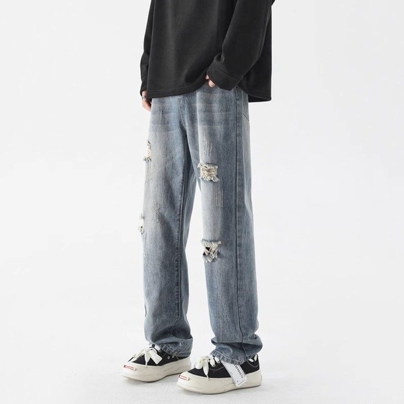 Quần jean nam rách Quần bò baggy nam Quần Jean Cotton
