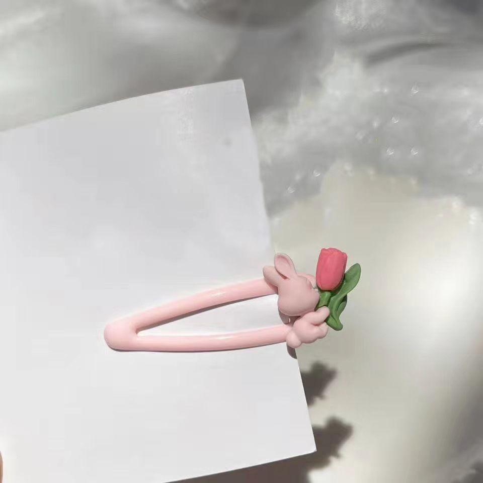 Kẹp Tóc Hình Hoa tulip Thỏ Không Đường May Dễ Phối Đồ Ngọt Ngào Cá Tính Cho Bé Gái