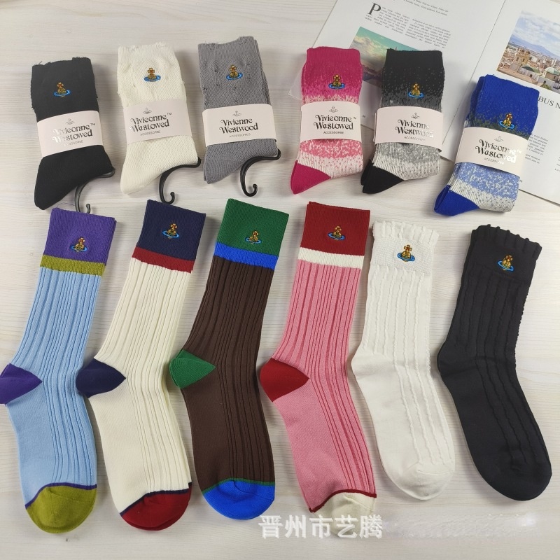 Vớ cotton Cổ Trung Thêu Họa Tiết Thời Trang Cho Nữ