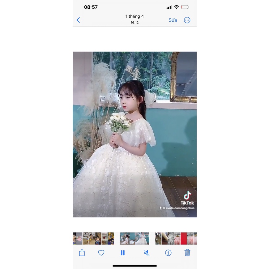 Đầm công chúa bé gái , váy bé gái trắng dài cao cấp cho bé