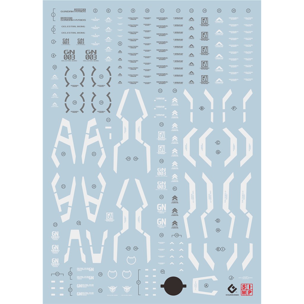 Decal nước dán mô hình Kyrios Arios MG HG 00 series các loại - Water sticker