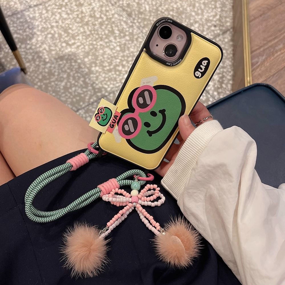 Điện Thoại Ốp Lưng Dẻo Họa Tiết Hoạt Hình Có Dây Cho apple 15 / 14 iphone13 new style 13pro 12 11