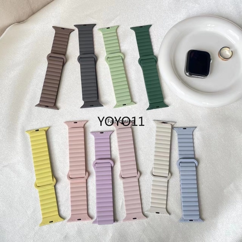 Dây Đeo Silicon Hai Màu Có Nam Châm Cho Đồng Hồ Thông Minh apple watch 41mm 45mm 49mm 44mm 40 / 38 / 42mm iwatch ultra2 series 9 7 6 4 3 8