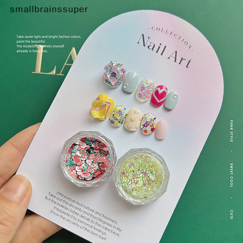 Smallbrainssuper 1 Hộp Phụ Kiện Trang Trí Móng Nghệ Thuật Mùa Hè Hình Hoa Ngôi Sao Lấp Lánh diy