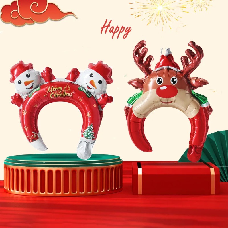 Băng Đô Bơm Hơi Hình Bong Bóng / Ông Già Noel Dễ Thương Dùng Trang Trí Tiệc Giáng Sinh
