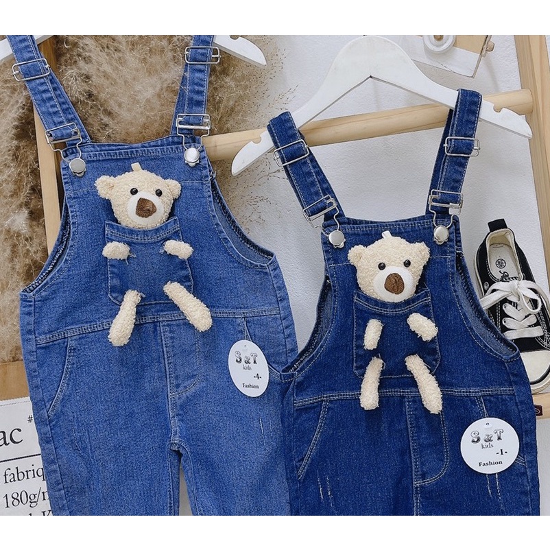 Yếm jean bé trai yếm jean bé gái + gấ.u xinh cực đánh yêu - YJKG