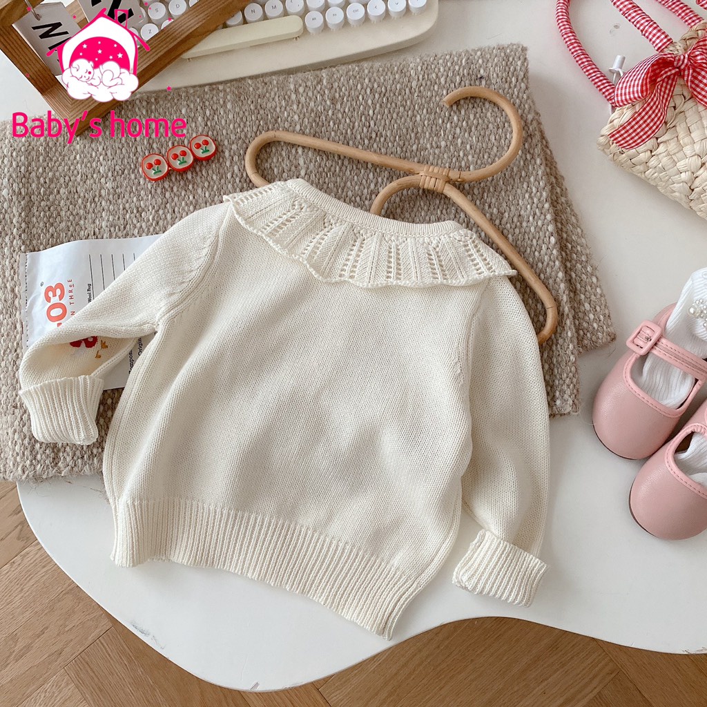 Áo khoác len carigan dệt kim tay hoạ tiết nấm cho bé từ 9-21kg