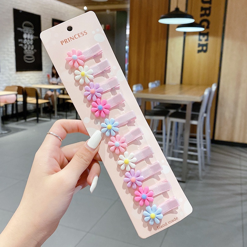 Set 10 Kẹp Tóc Hình Hoa /Trái Cây Xinh Xắn Cho Bé Gái