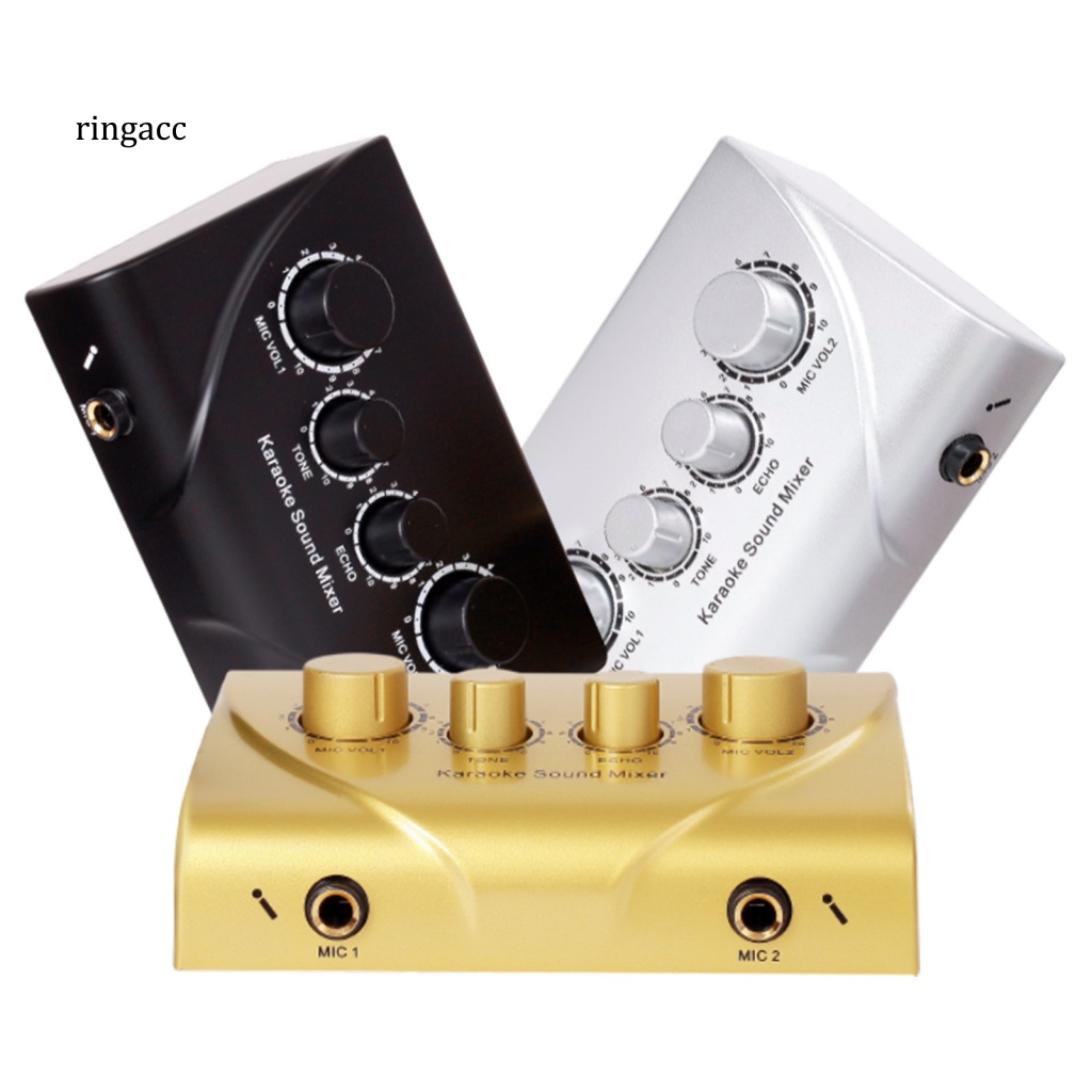 Rga Bộ Khuếch Đại Micro karaoke echo Hai mic mini Chuyên Nghiệp Cho Điện Thoại / Máy Tính
