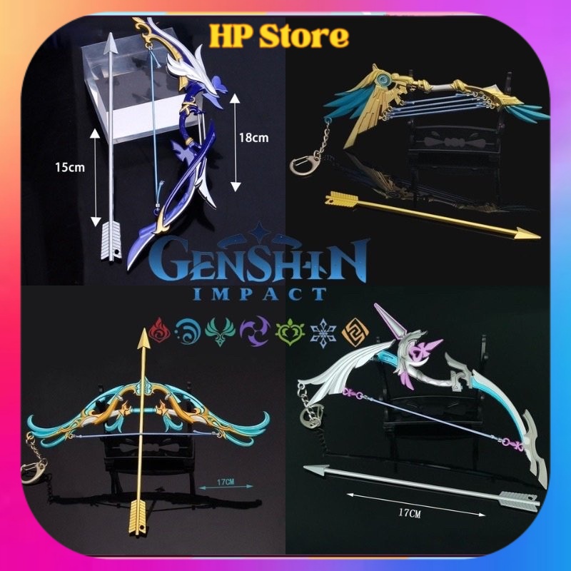 Mô hình Cung trong Genshin Impact Cao Cấp Dài 17cm bằng Kim Loại Mô hình trưng bày trang trí