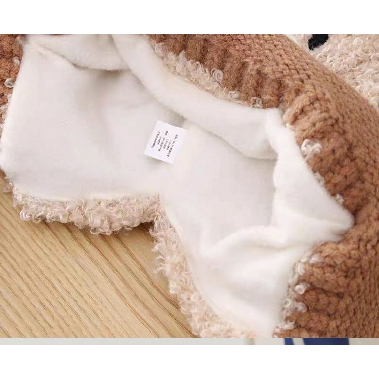 Mũ Trùm Đầu Dày Dặn Giữ Ấm Bảo Vệ Tai Họa Tiết Hoạt Hình Phong Cách Hàn Quốc Thời Trang Thu Đông Cho Bé Trai Và Gái