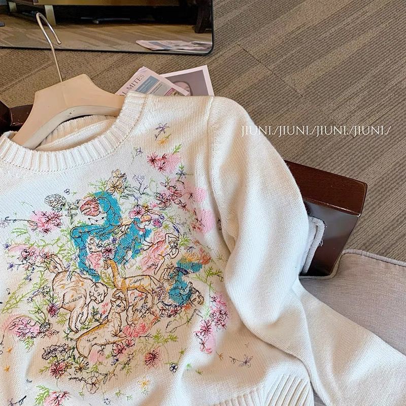 Áo sweater Cổ Tròn Tay Dài Thêu Họa Tiết Nhiều Màu Sắc Thời Trang Mùa Thu Mới Cho Nữ