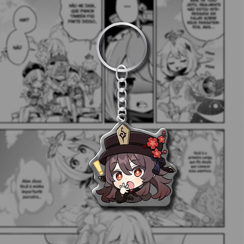 Móc khóa mica in hình nhân vật Hutao Genshin impact trang trí túi xách balo làm quà tặng lưu niệm