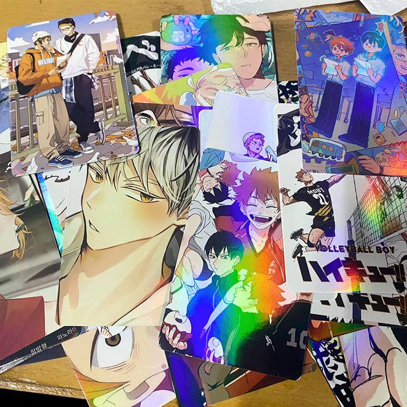 Bộ 50 Thẻ anime Hai Mặt hinata shouyou K Kika tobio Okawa tooru tsukishima kei aquamarine Akaane