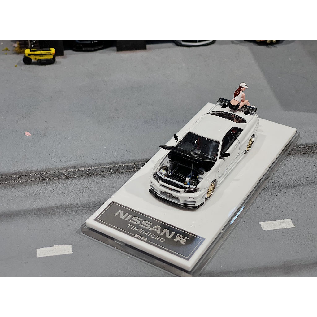 XE MÔ HÌNH NISSAN R34 X FIGURE WHITE,TỶ LỆ 1/64 MICROTIME