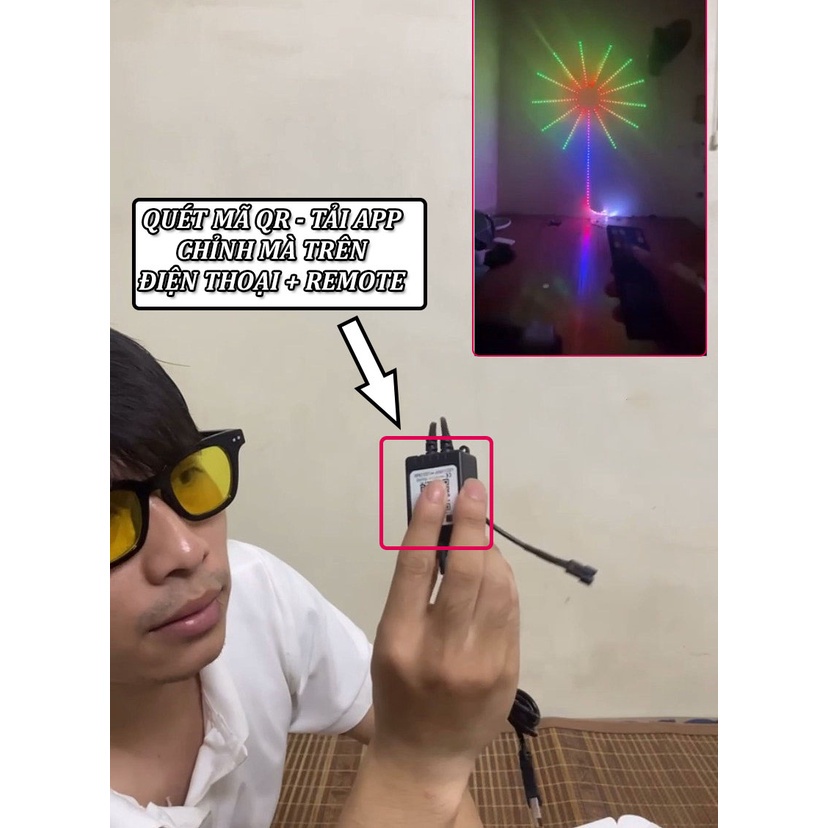 Đèn LED pháo hoa ngoài trời, chống nước full size kết nối Bluetooth màu ánh sáng đẹp, hiệu ứng pháo hoa