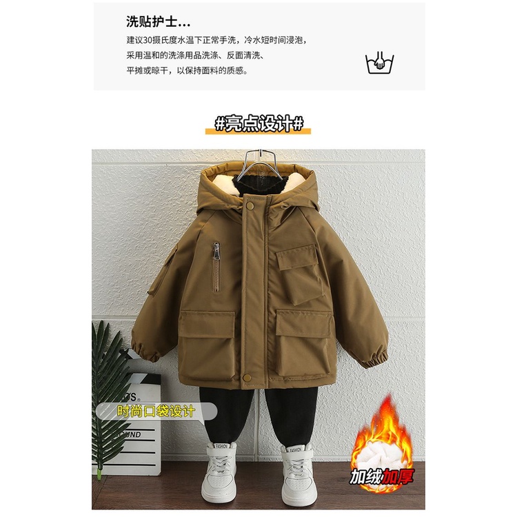 Áo Khoác cotton Lót Nhung Dày Dặn Giữ Ấm Mùa Đông Kiểu Mới 2023 Cho Bé Trai