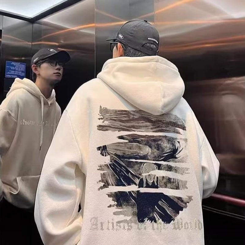 Áo hoodie Dày Dặn Ấm Áp Họa Tiết graffiti Thời Trang Cho Nam