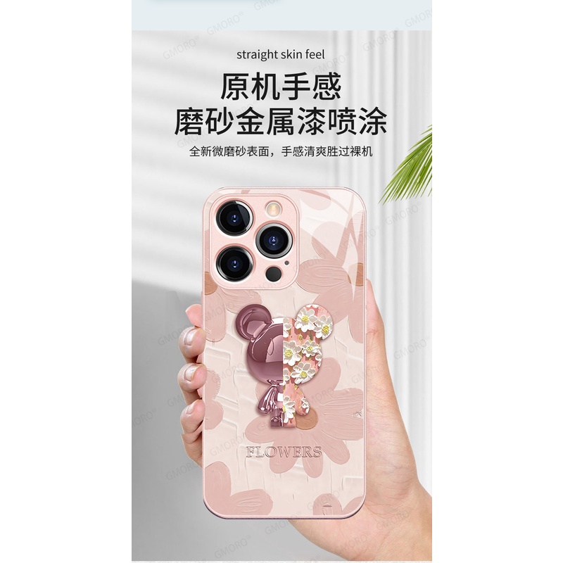 Ốp Điện Thoại Mặt Kính Hình Gấu Cho iphone 14 13promax 12 pro 11 15