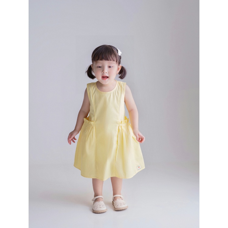 Váy Bé Gái CARROT Sát Nách, Màu Vàng Túi Bèo, Chất Liệu Thô Cotton Thấm Hút Mồ Hôi Tốt