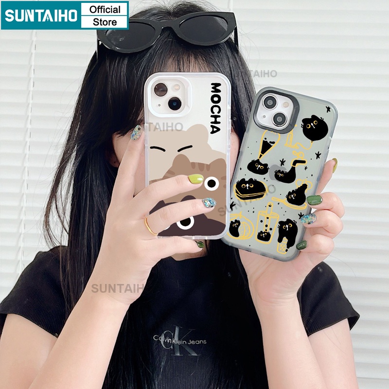 Suntaiho ốp lưng iphone Ốp Điện Thoại tpu Dẻo Họa Tiết Chú Mèo Dễ Thương Cho iphone 15 14 12 13 11 pro max ip 7 8 plus iphon x xs xr xsmax