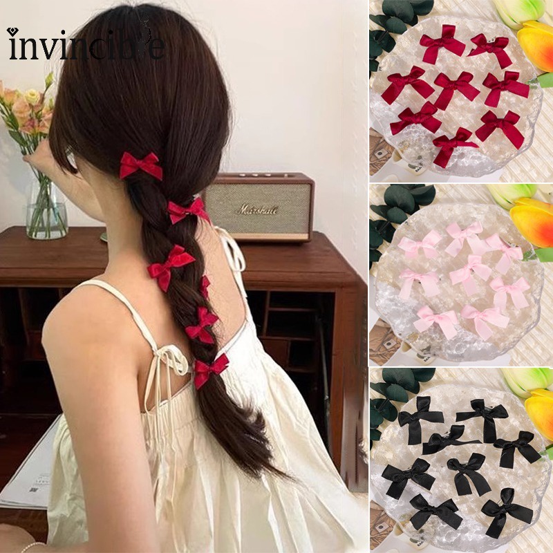 Kẹp Tóc Nơ Ruy Băng Dài Màu Trắng Hồng Phong Cách lolita Hàn Quốc y2k