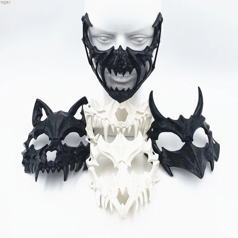 1 Máy Tính Kinh Dị Halloween 3D Xương Mặt nạ đầu lâu Mặt nạ nửa mặt Sáng tạo Mặt nạ cosplay Hiệu suất Trang phục Đạo cụ Quỷ Samurai Mặt nạ xương rồng Bán chạy