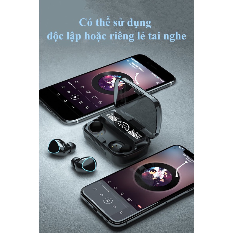 Tai nghe bluetooth M10 bản Pro nâng cấp, tai nghe không dây mini pin trâu, chống ồn