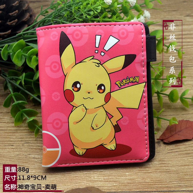 Ví Ngắn Da pu Có Khóa Kéo In Hình pokemon Dễ Thương