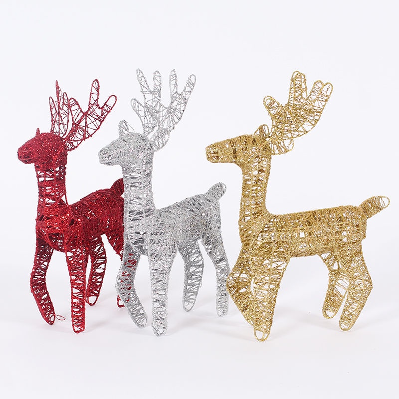 🎄Christmas Phụ Kiện Trang Trí Giáng Sinh Hình Hươu Bằng Sắt Màu Vàng Hồng