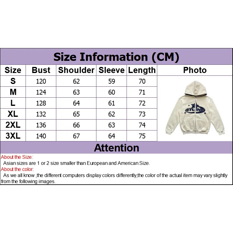 Y2k Áo Khoác hoodie Dáng Rộng Tay Dài Có Khóa Kéo In Chữ Và Ngôi Sao Phong Cách harajuku Đường Phố Cho Nam