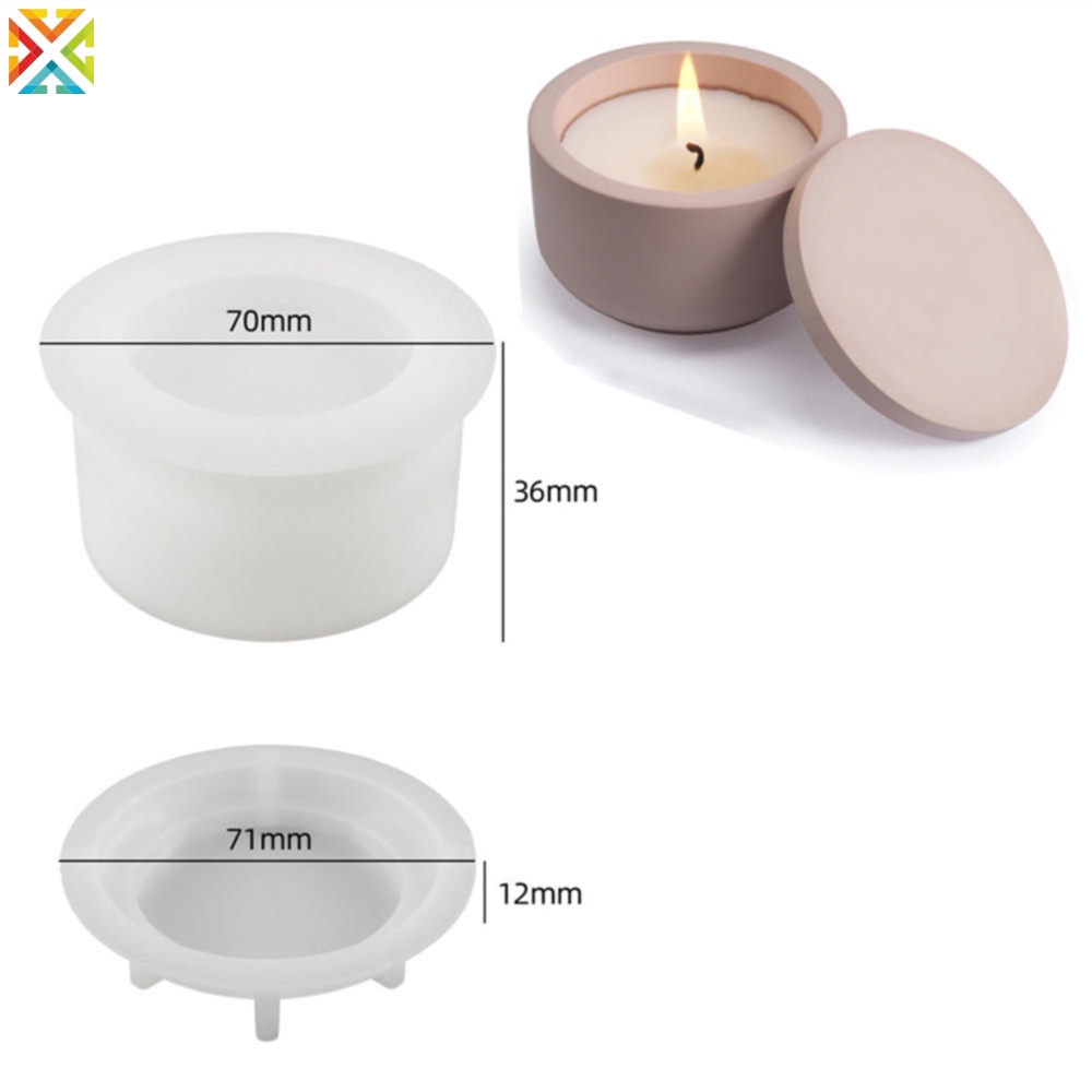 Khuôn silicone Làm Chậu Hoa / Nến Hình Tròn / Vuông diy Có Nắp Đậy Trang Trí Nhà Cửa