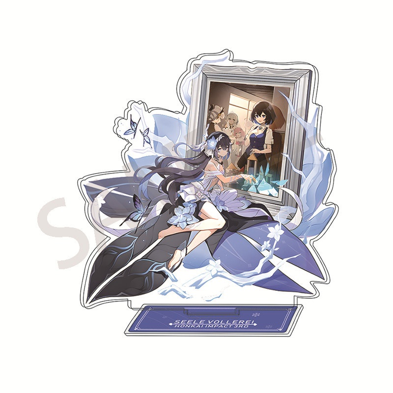 Mô hình Standee Honkai Impact 3 Standing Anime Susana Kiana Kaslana in hình nhân vật 2 mặt rõ nét decor để bàn