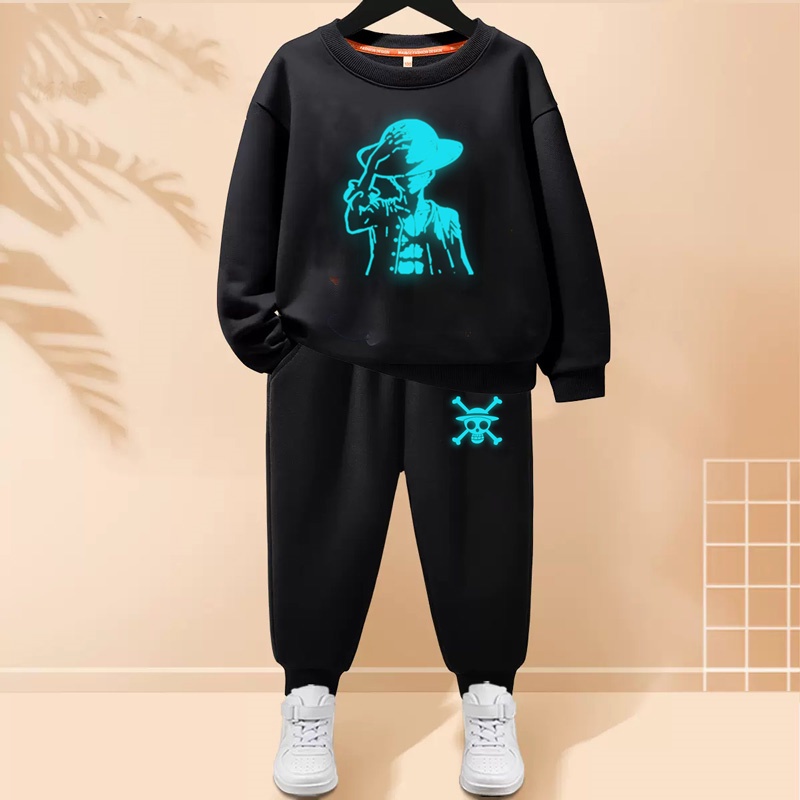 Áo hoodie In Hình one piece Phát Sáng Thời Trang Thu Đông Cho Bé Trai