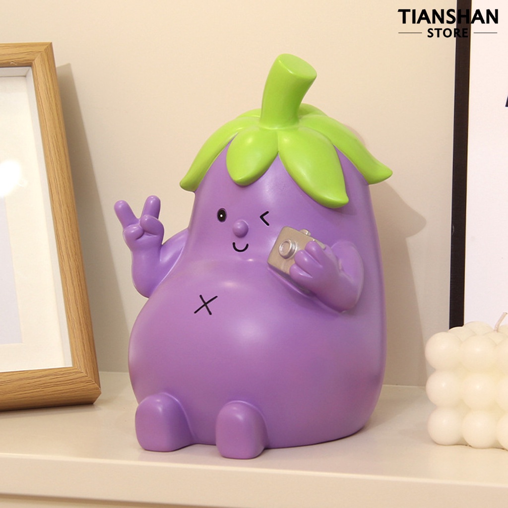 Tianshan Ống Heo Tiết Kiệm Tiền Hình Quả Cà Tím Hoạt Hình Đáng Yêu Sức Chứa Lớn Đa Năng Trang Trí Phòng Khách / Phòng Ngủ Cho Bé