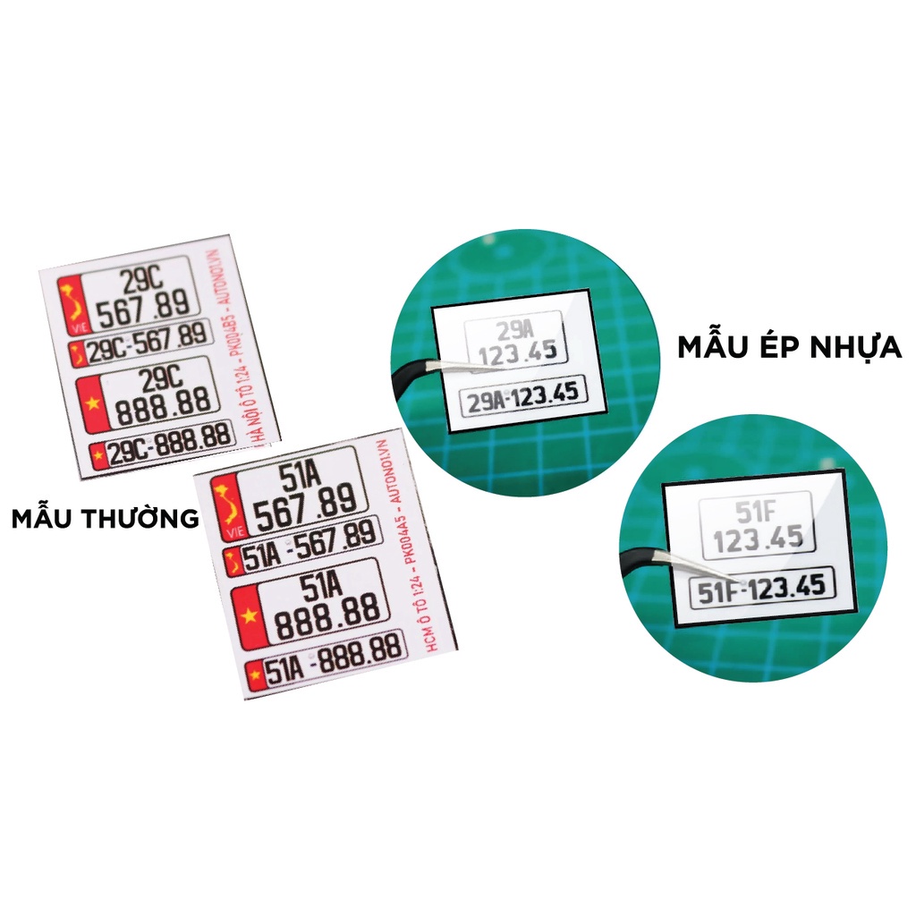 MÔ HÌNH BIỂN SỐ XE CHO MÔ HÌNH Ô TÔ 1:32 - 1:24 - 1:18 - HN - HCM