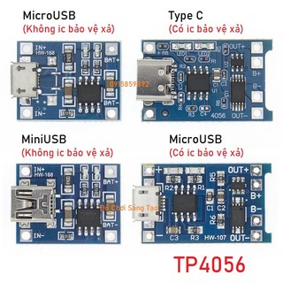 Mạch sạc tp4056 cho pin 1s lithium 18650 li-ion lipo 3.7v cổng cắm microusb - miniusb - type c