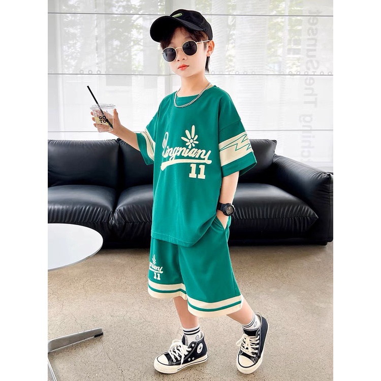 Bộ thun cotton bé trai LING LD2377
