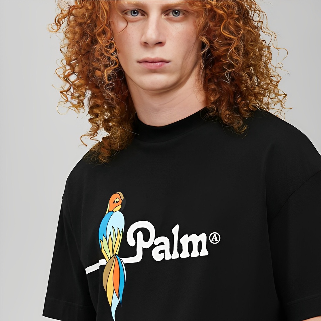 Áo Thun Ngắn Tay In Hình Bàn Tay Và Vẹt