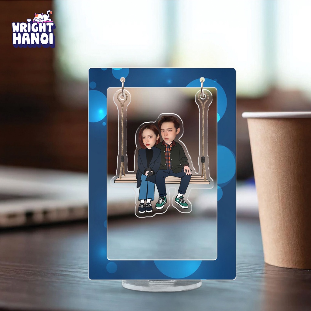 Mô hình mica in theo yêu cầu standee lắc lư đu đu cặp đôi đáng yêu cho người yêu, bạn gái, bạn trai