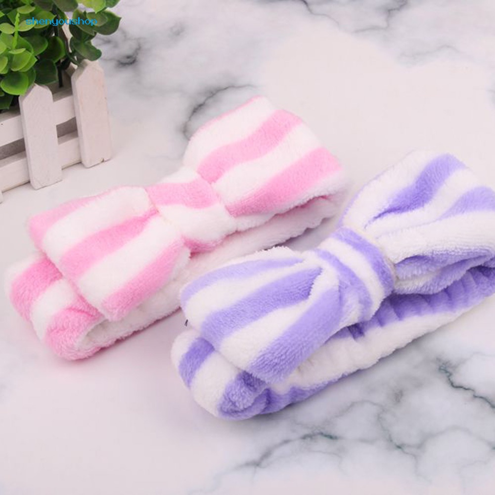 Băng Đô Nơ Lớn Bằng Lông Cừu San Hô Co Giãn Dễ Thương Dành Cho Nữ Rửa Mặt / Rửa Mặt