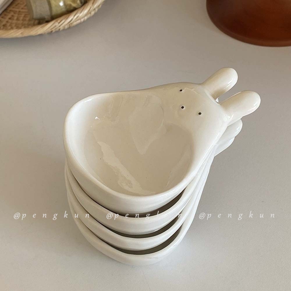 Đĩa Sứ Đựng Nước Chấm Hình Thỏ Hoạt Hình Ba Chiều Sáng Tạo