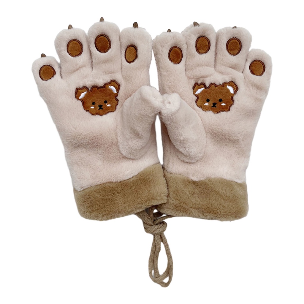 Querenmim.cl Găng Tay Giữ Ấm Mùa Đông Hình Chân Gấu Dễ Thương Thông Dụng Cho Nữ