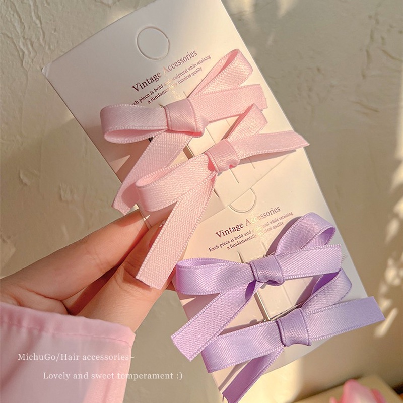 Kẹp Tóc Ruy Băng Thắt Nơ Phong Cách Hàn Quốc Ngọt Ngào Thời Trang Cho Nữ