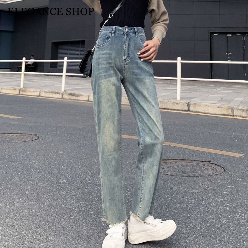 ELEGANCE SHOP quần ống rộng quần nữ jean Trendy Vintage Casual Fashion WNK23A0MSU 42Z231018