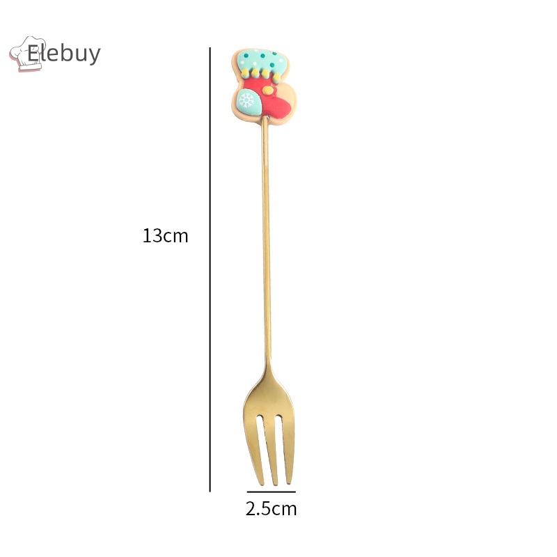 Bộ 2 Muỗng Nĩa Bằng Thép Không Gỉ Hình Cây Thông Giáng Sinh
