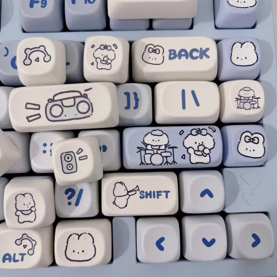 Keycap ban nhạc cún con, keycaps 139 phím, chiều cao MOA, nhuộm thăng hoa PBT, thích hợp cho bàn phím phím 87/68/84/104/108