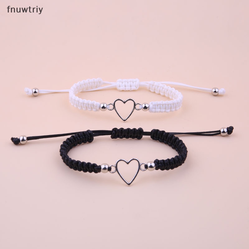 Vòng Tay Cặp Đôi Hình Trái Tim Tình Bạn Dây Thừng Dễ Điều Chỉnh Phù Hợp Làm Quà Tặng vn